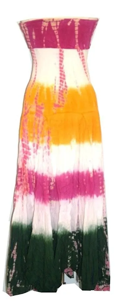 042 Knitted Tie Dye Gypsy Inspired Halter Tube Dress