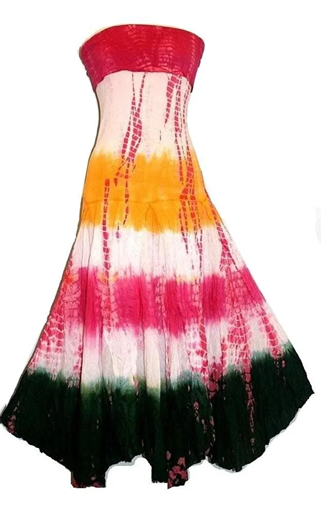 042 Knitted Tie Dye Gypsy Inspired Halter Tube Dress