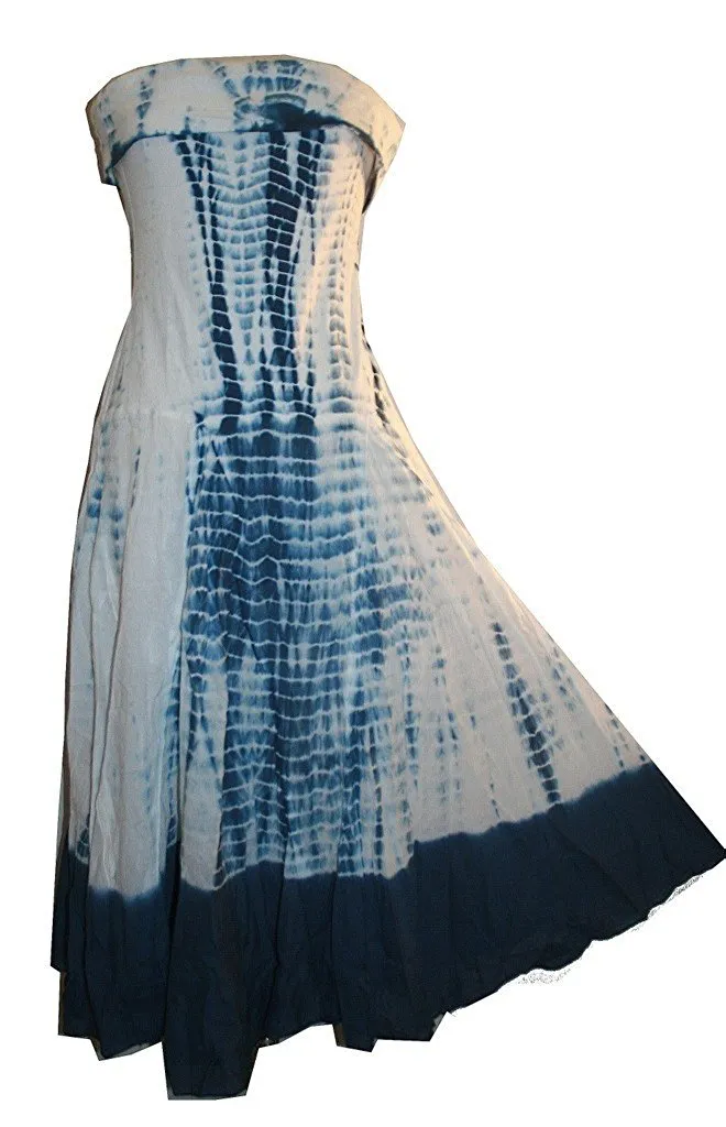 042 Knitted Tie Dye Gypsy Inspired Halter Tube Dress