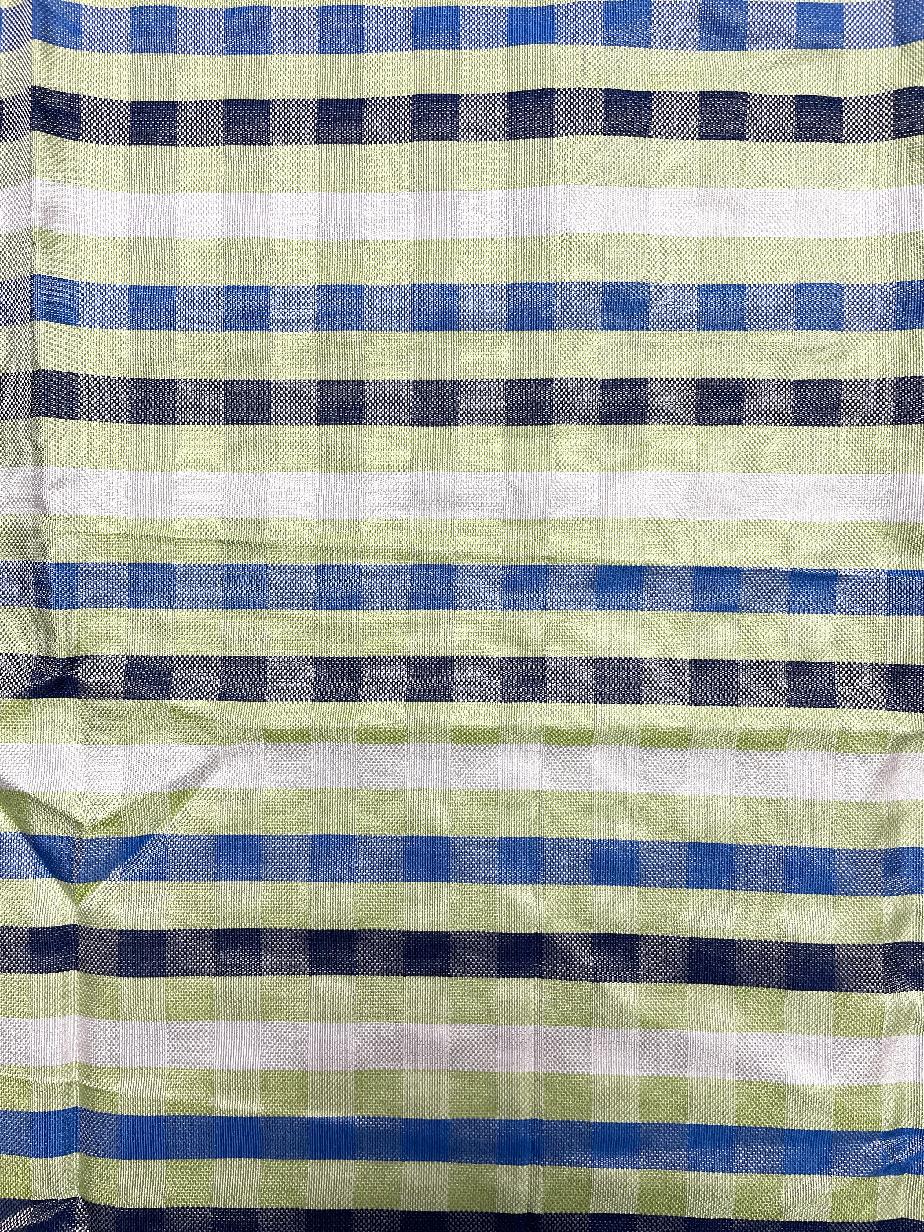 1  YD Tie Silk Yarn-Dyed Plaid - Lime Green, Royal Blue, Navy Blue and White