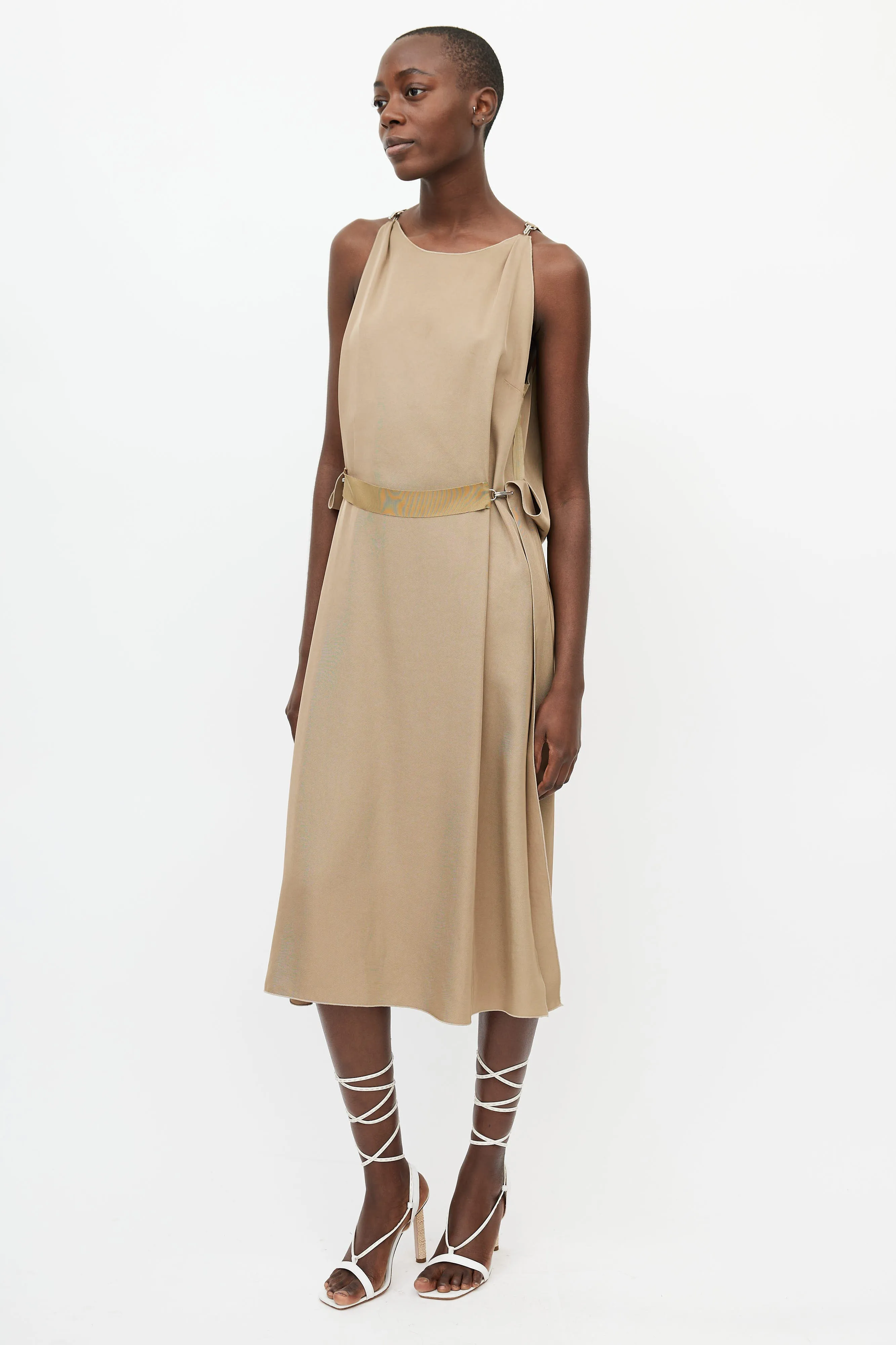 2016 Khaki Sleeveless Hook Dress
