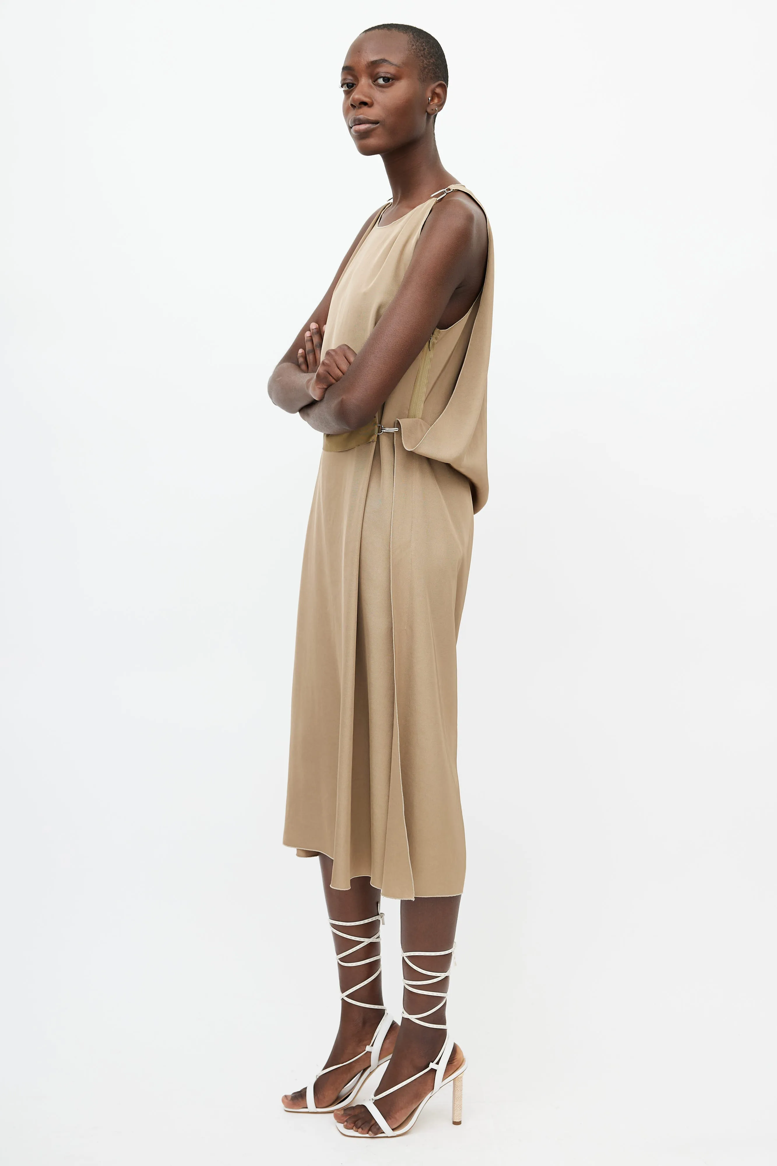 2016 Khaki Sleeveless Hook Dress