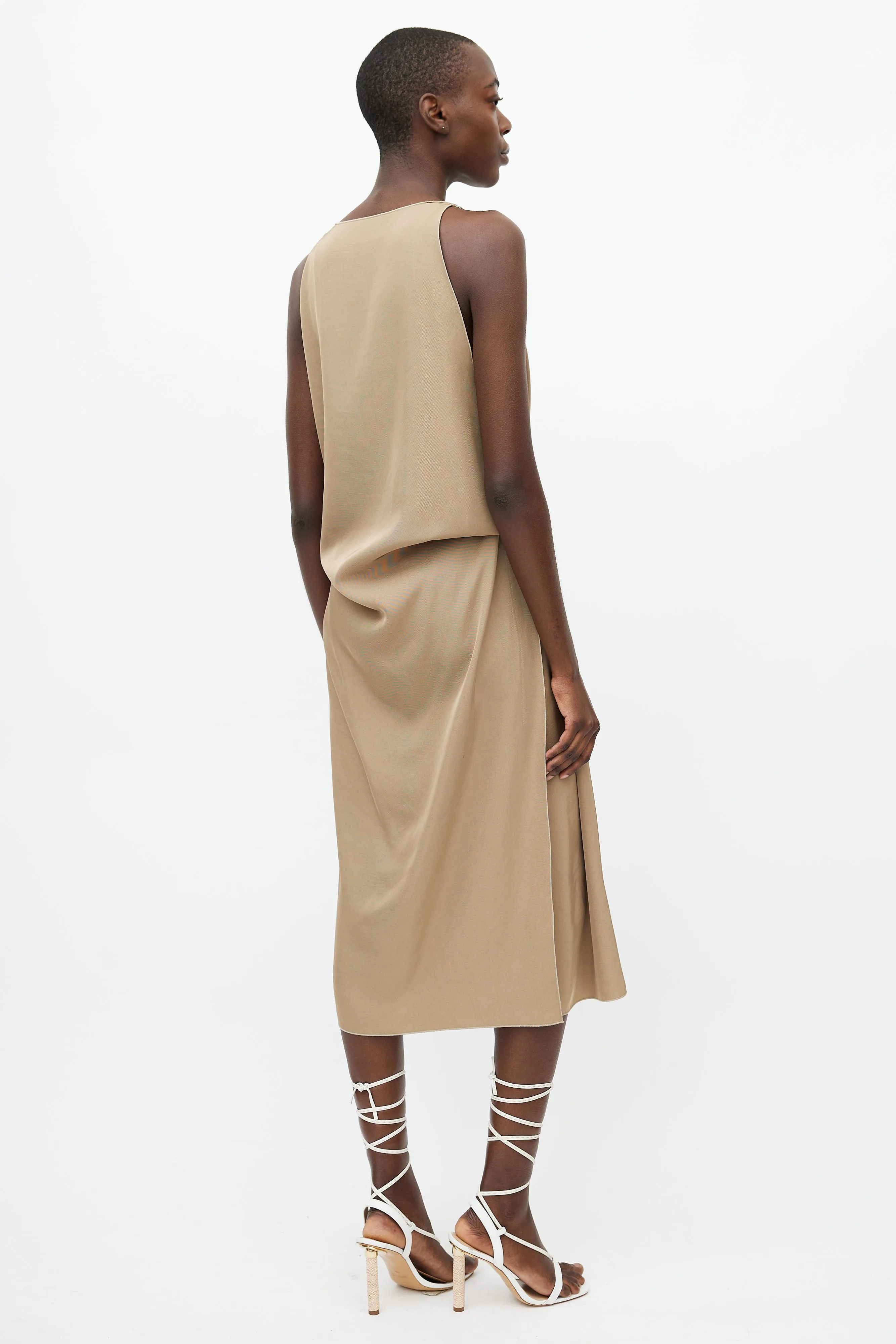 2016 Khaki Sleeveless Hook Dress