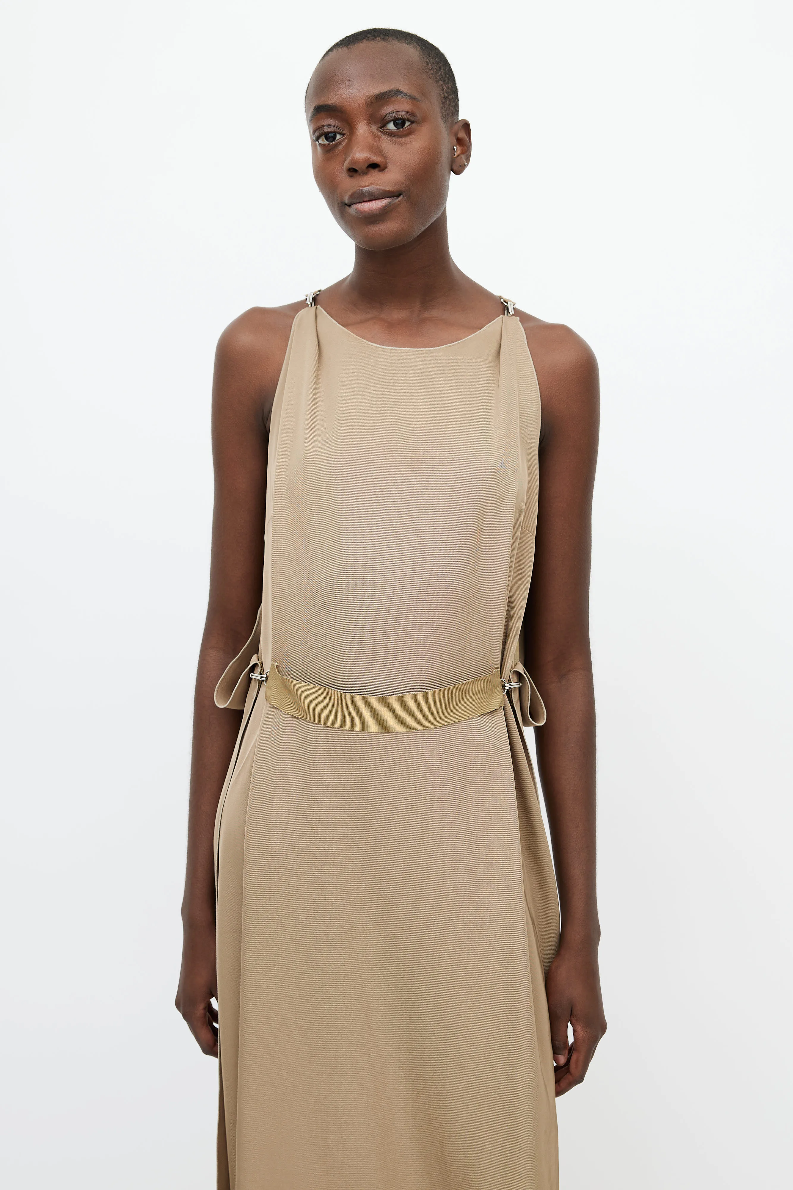 2016 Khaki Sleeveless Hook Dress