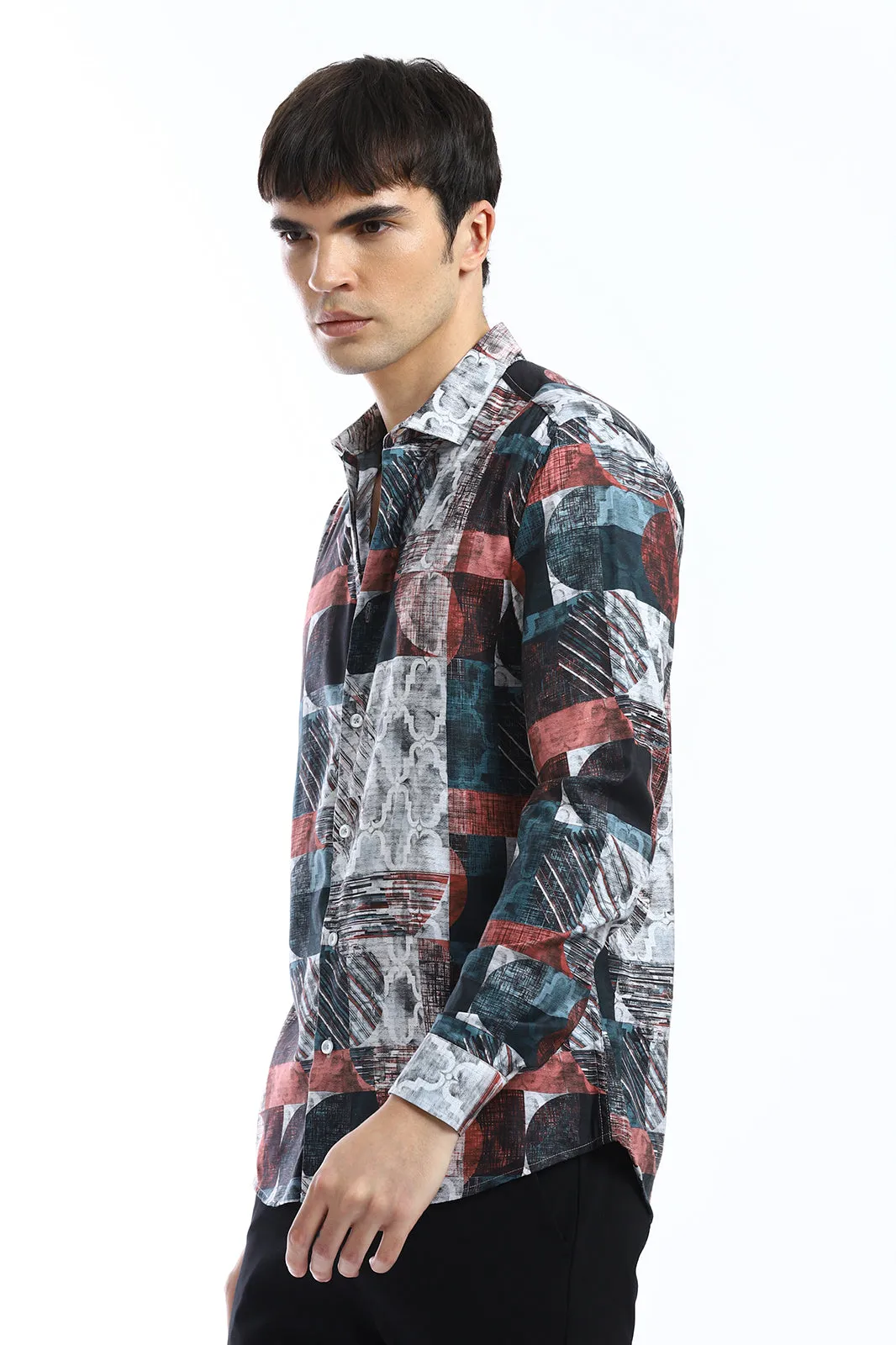Abstract Print Full-Sleeves Shirt