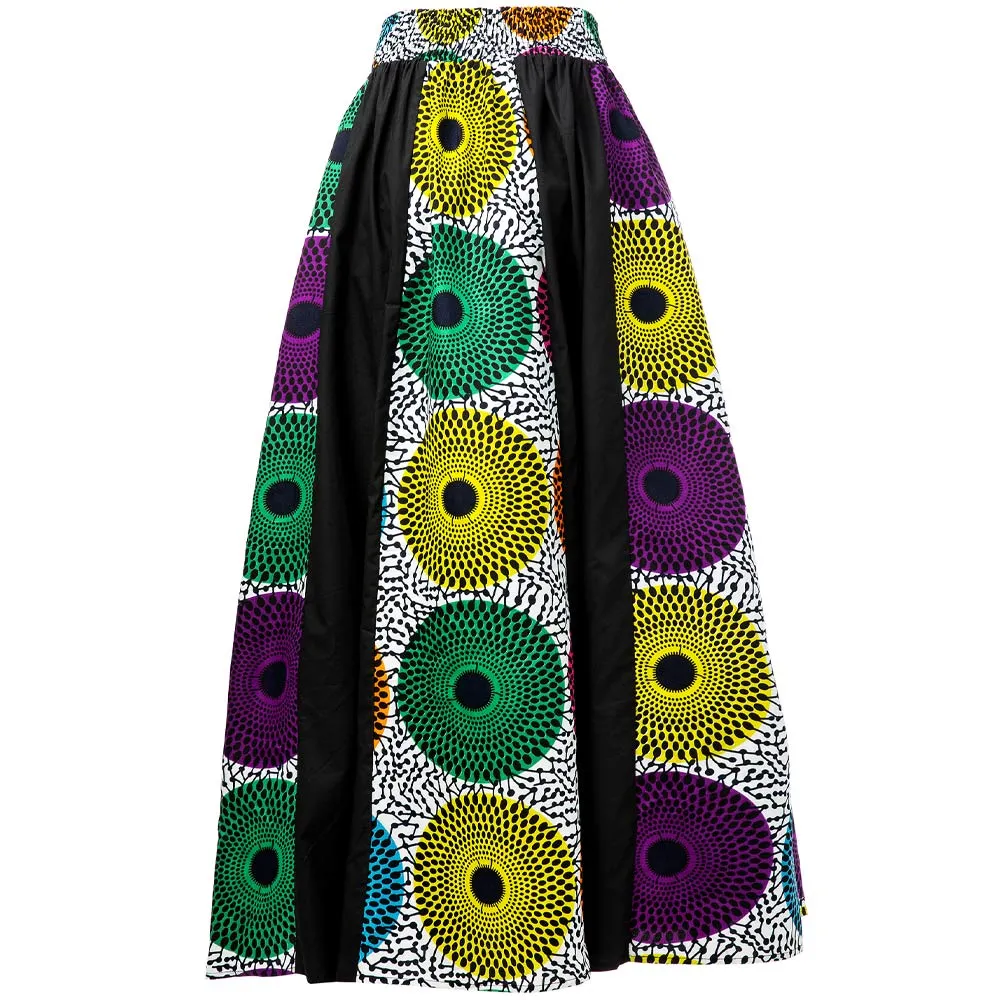 Ankara Print Fashion Women Midi Skirt With Belt