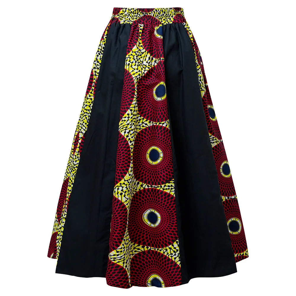 Ankara Print Fashion Women Midi Skirt With Belt