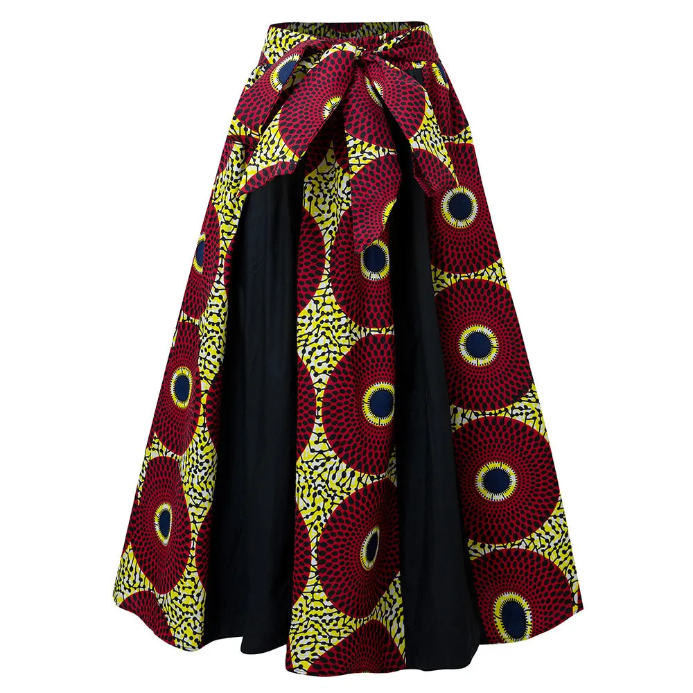 Ankara Print Fashion Women Midi Skirt With Belt