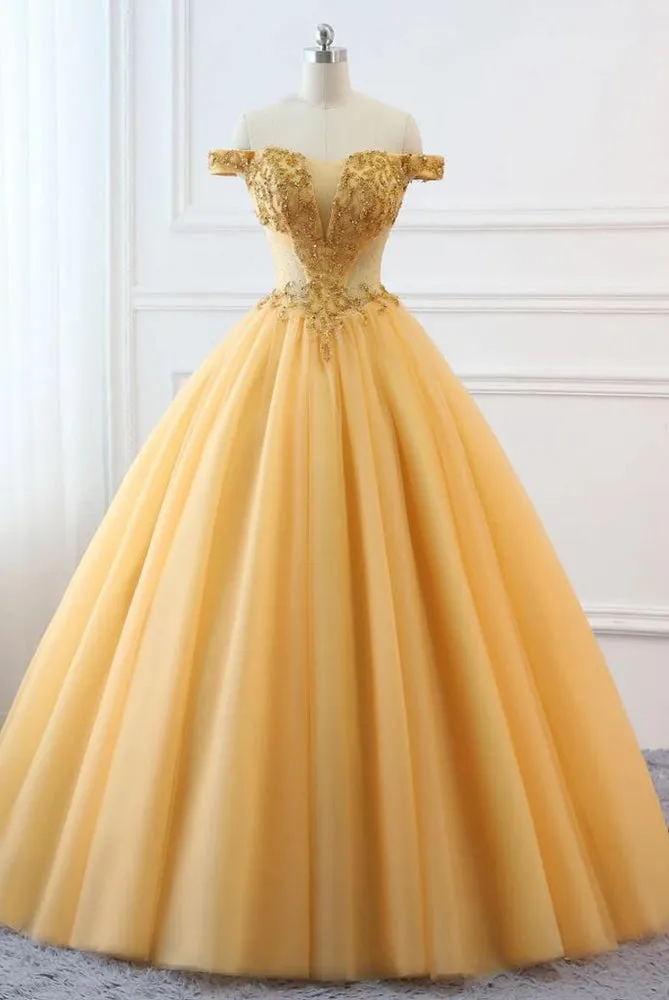 Ball Gown Quinceanera Dress with Beading,Long Prom Dress,Sweet 16 Dress,Custom Pageant Dresses,BP221