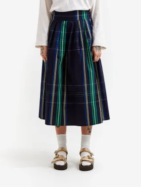 Navy Plaid Maxi Skirt with Wide Hem by Beams Boy