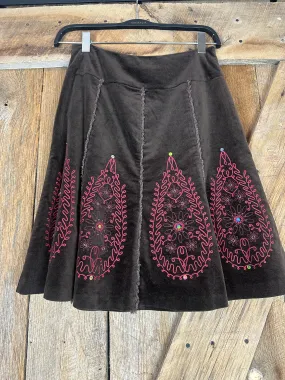 Boho Velvet A Line Skirt