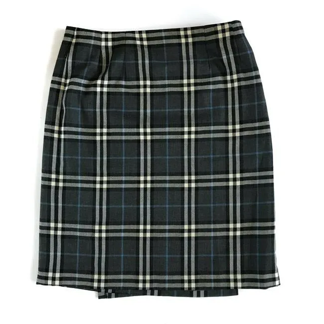 Burberry Blue Green White Plaid Skirt