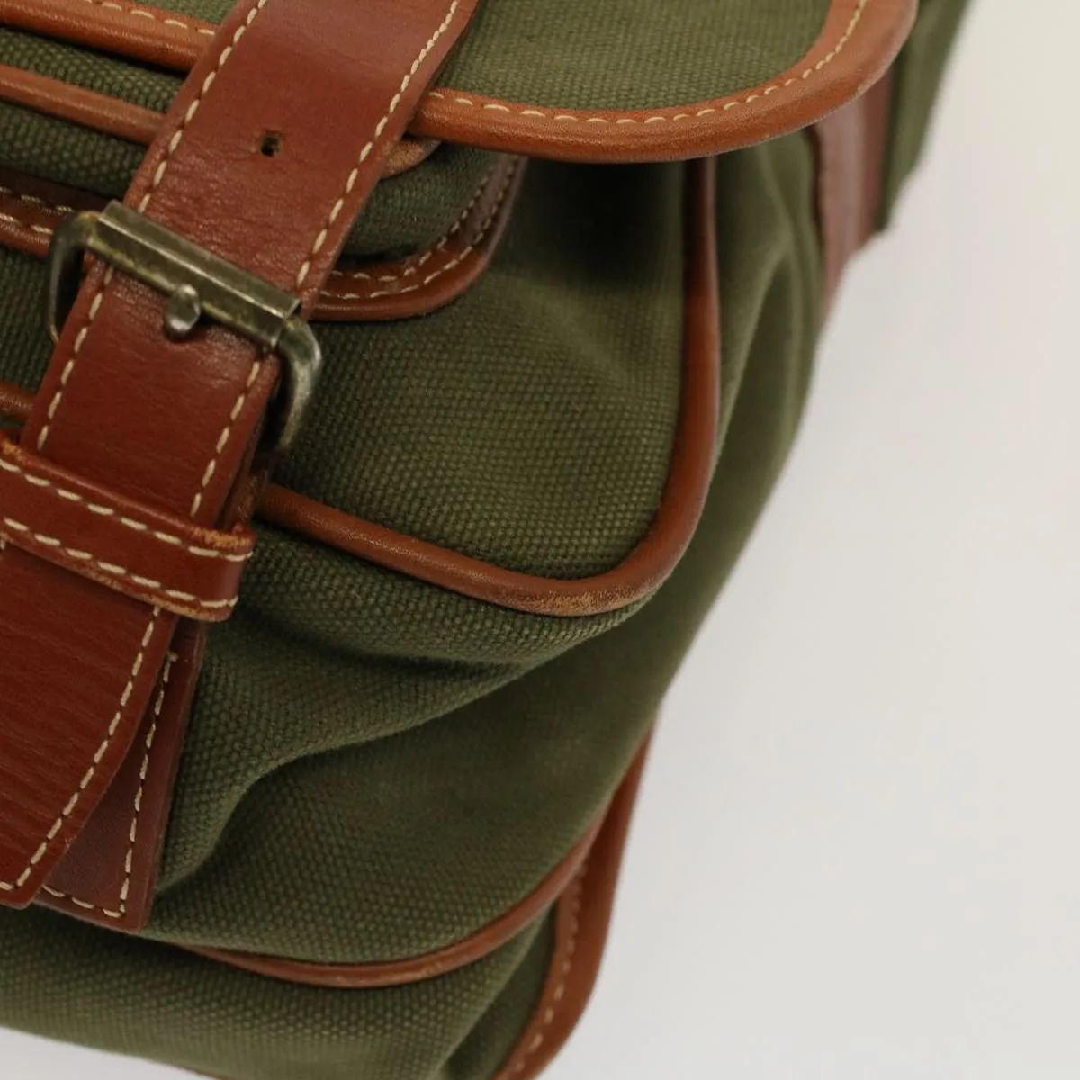 BURBERRYSs Shoulder Bag Canvas Khaki Auth bs9442