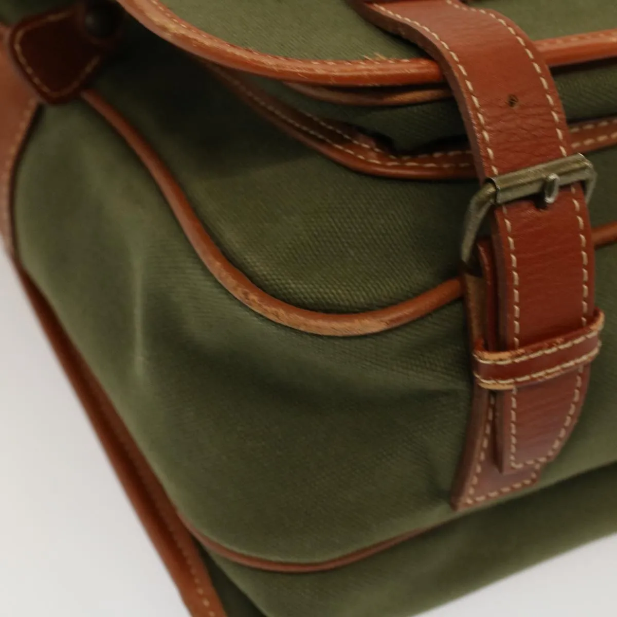 BURBERRYSs Shoulder Bag Canvas Khaki Auth bs9442