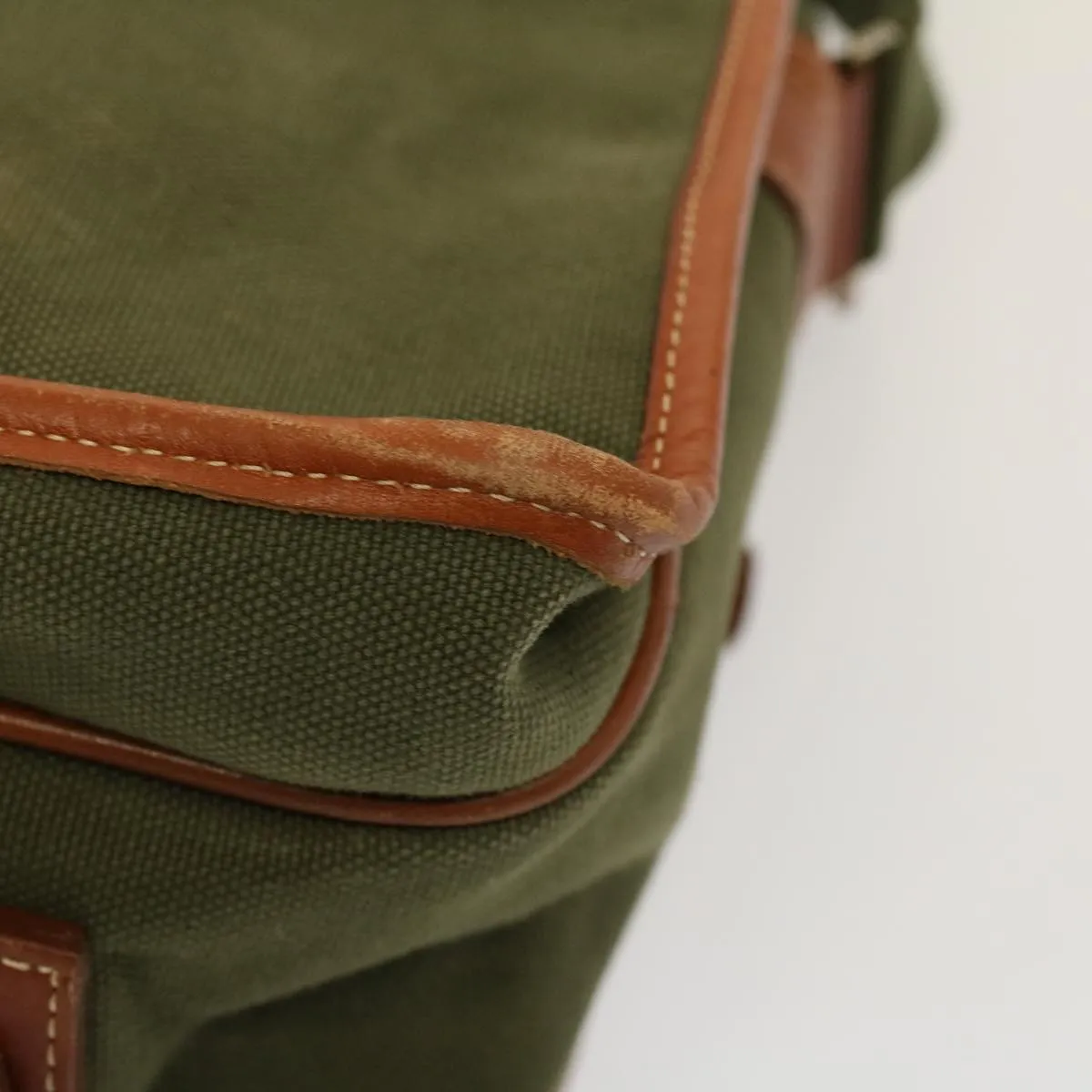 BURBERRYSs Shoulder Bag Canvas Khaki Auth bs9442