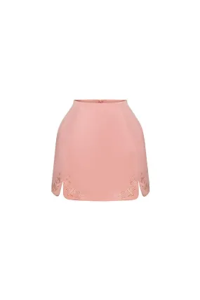 Caroline A-line Embroidered Taffeta Mini Skirt
