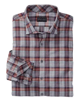 Charles Brushed Cotton Plaid Long Sleeve Sport Shirt