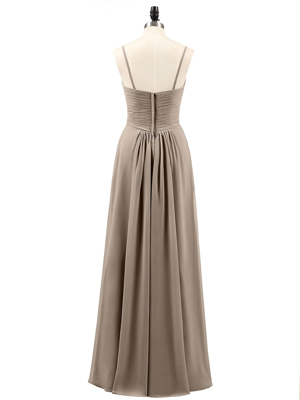 Chiffon Bridesmaid Dresses with Cascade Skirt-Taupe