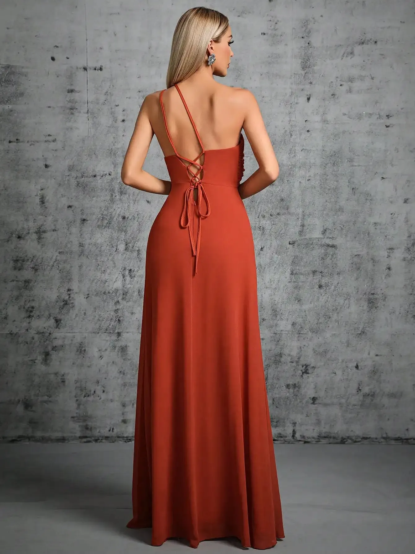 Chiffon One Shoulder Wedding Guest Party Dress