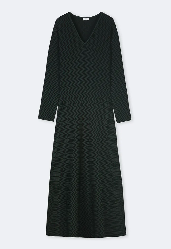 Choice Contrast Knitted Maxi Dress Green