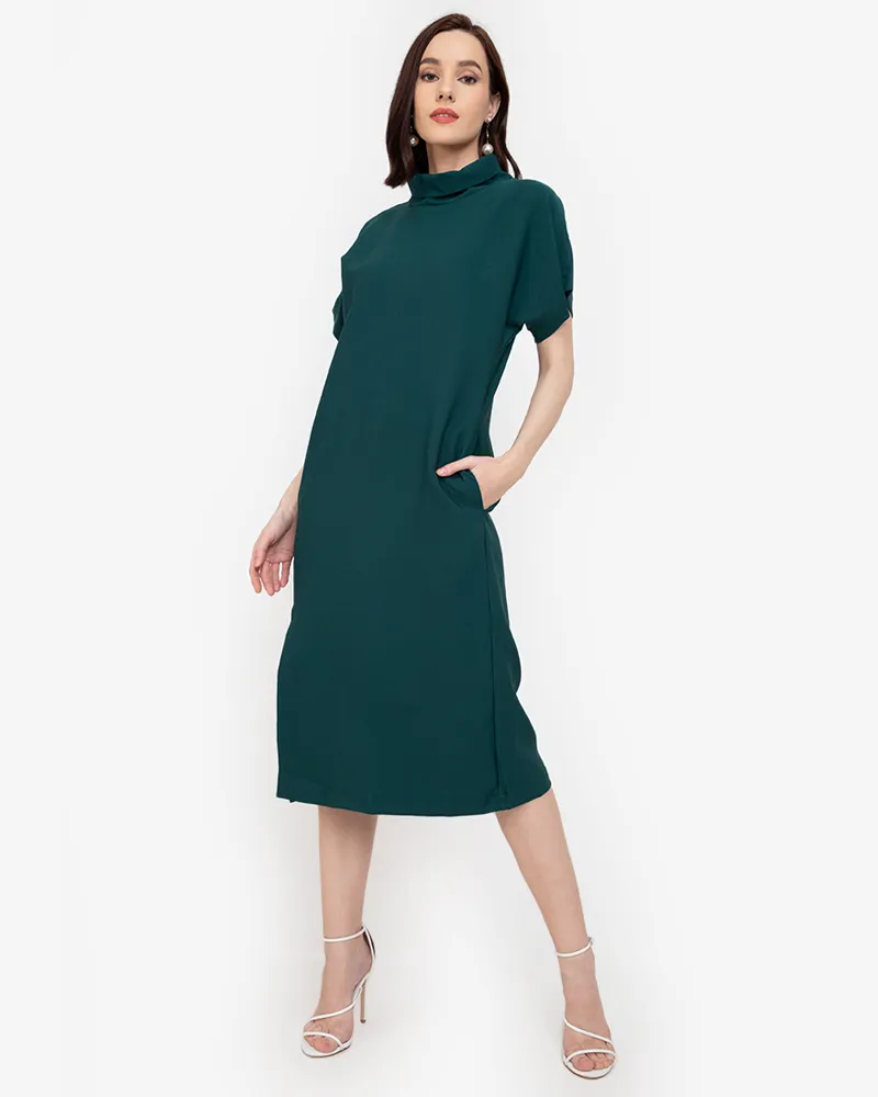 Coraline Turtle Neck Front Slit Maxi Dress