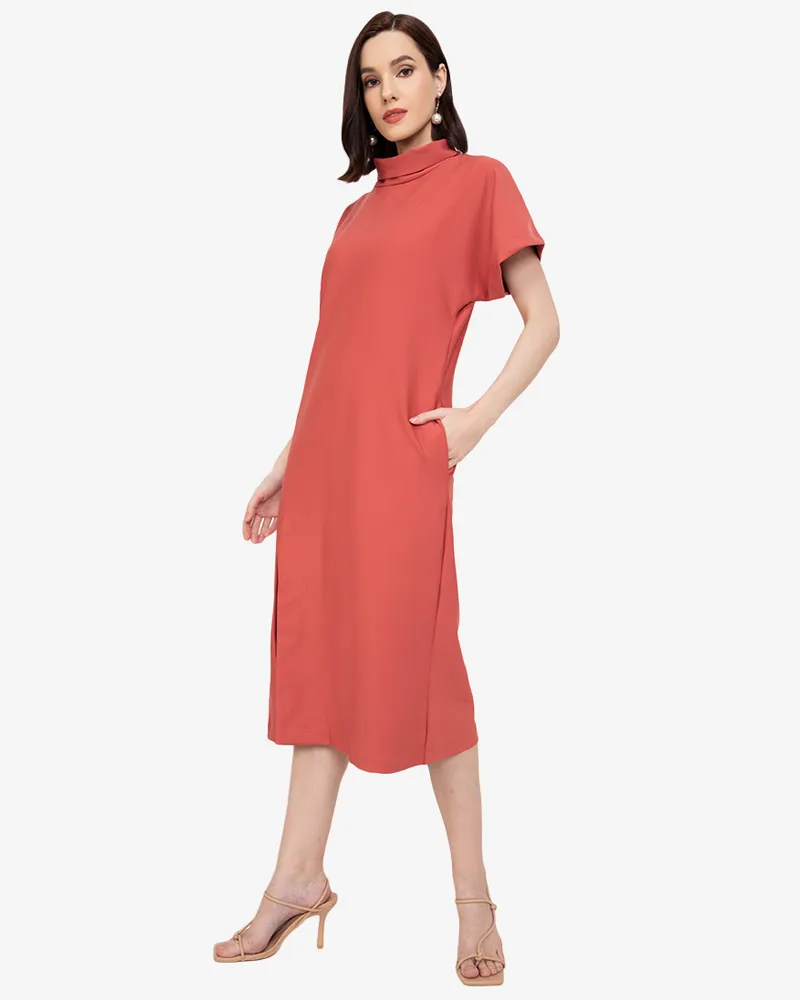 Coraline Turtle Neck Front Slit Maxi Dress