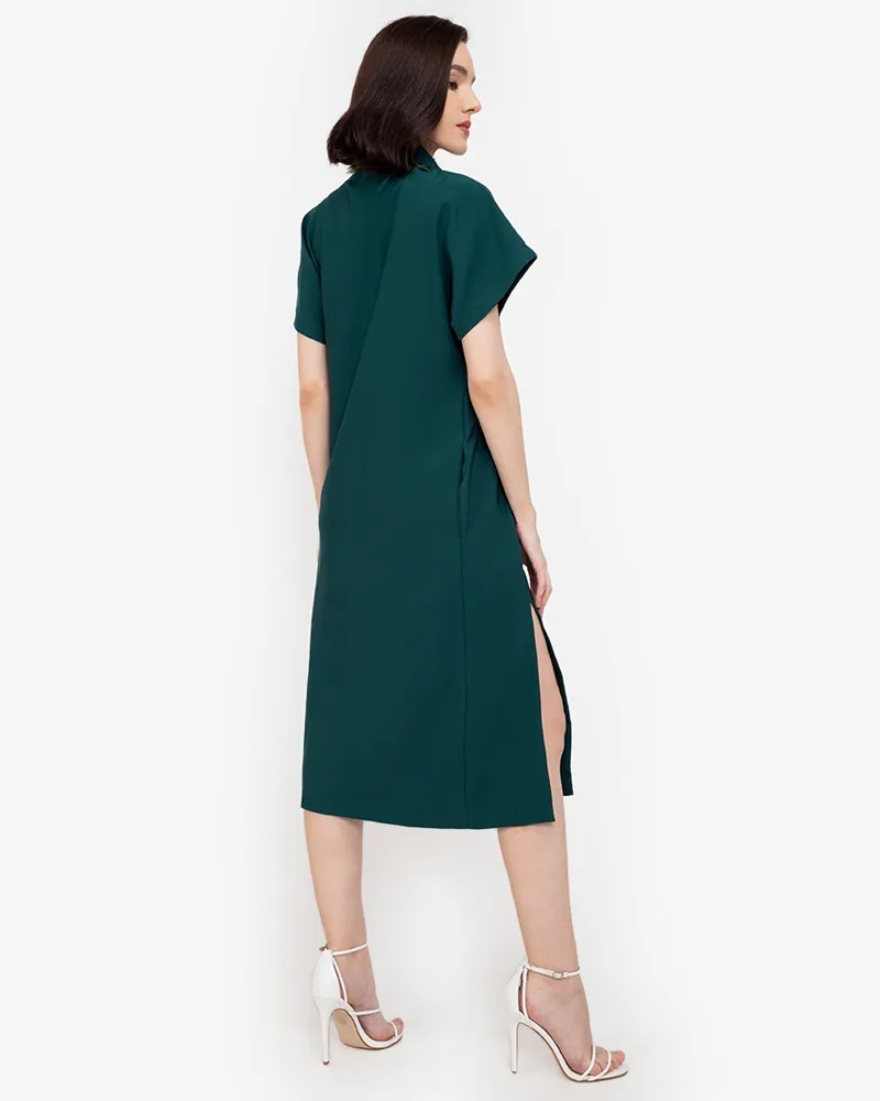 Coraline Turtle Neck Front Slit Maxi Dress