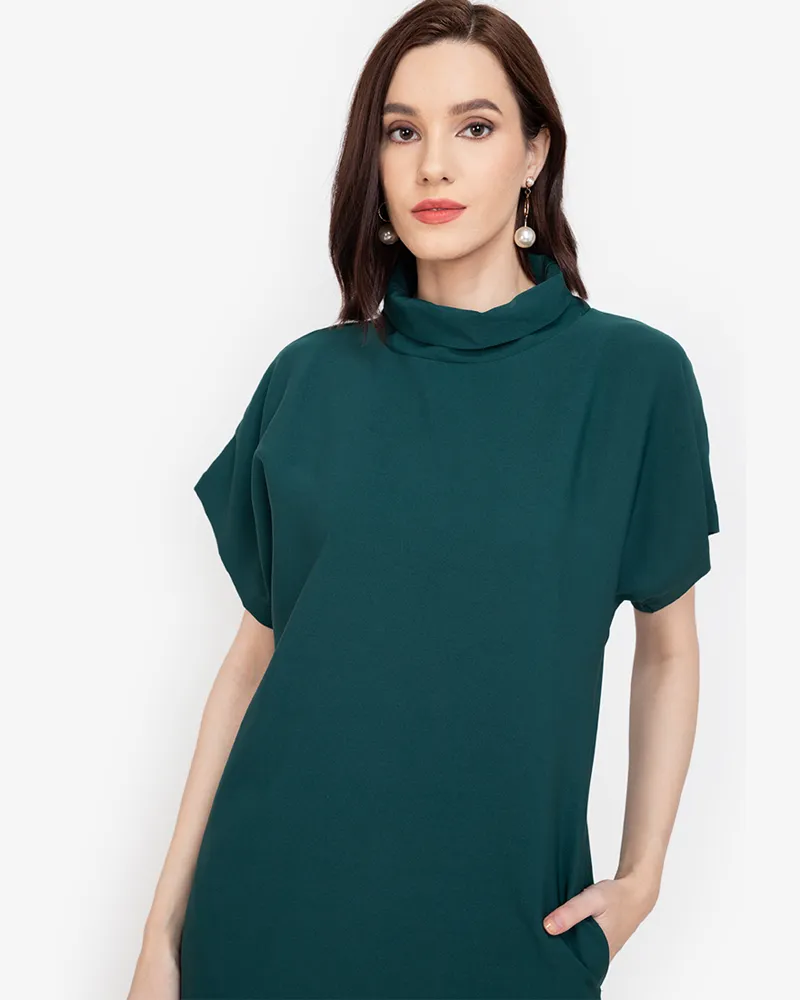 Coraline Turtle Neck Front Slit Maxi Dress