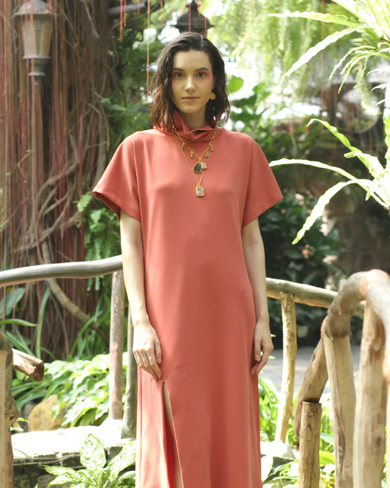 Coraline Turtle Neck Front Slit Maxi Dress