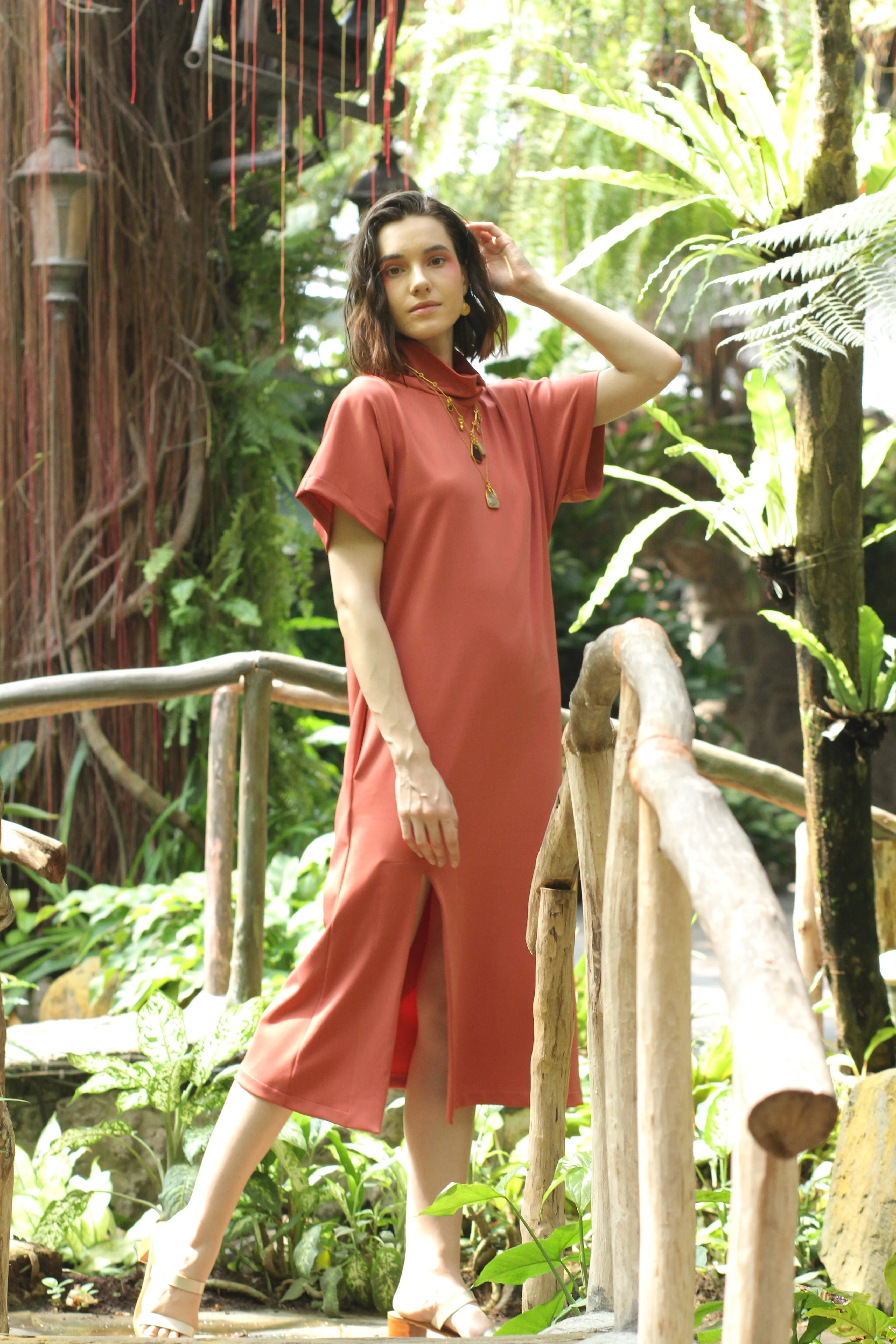 Coraline Turtle Neck Front Slit Maxi Dress