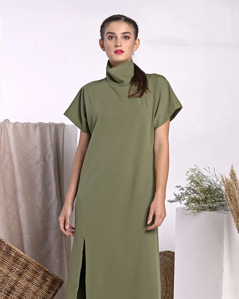Coraline Turtle Neck Front Slit Maxi Dress