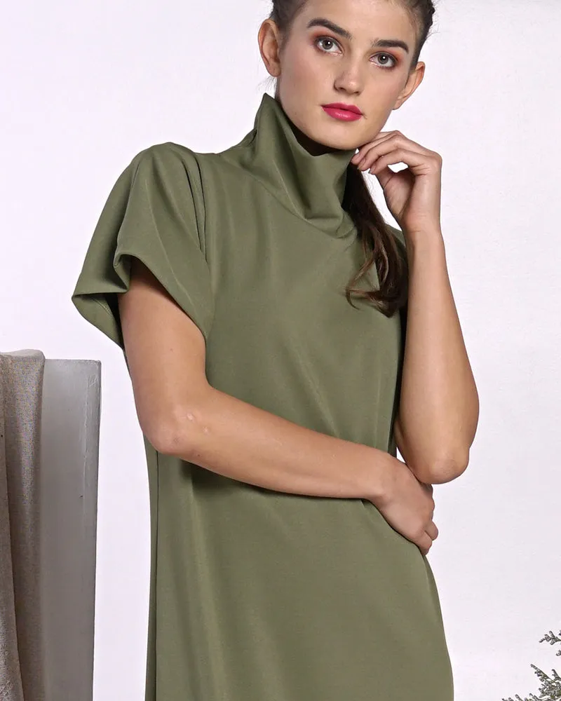 Coraline Turtle Neck Front Slit Maxi Dress