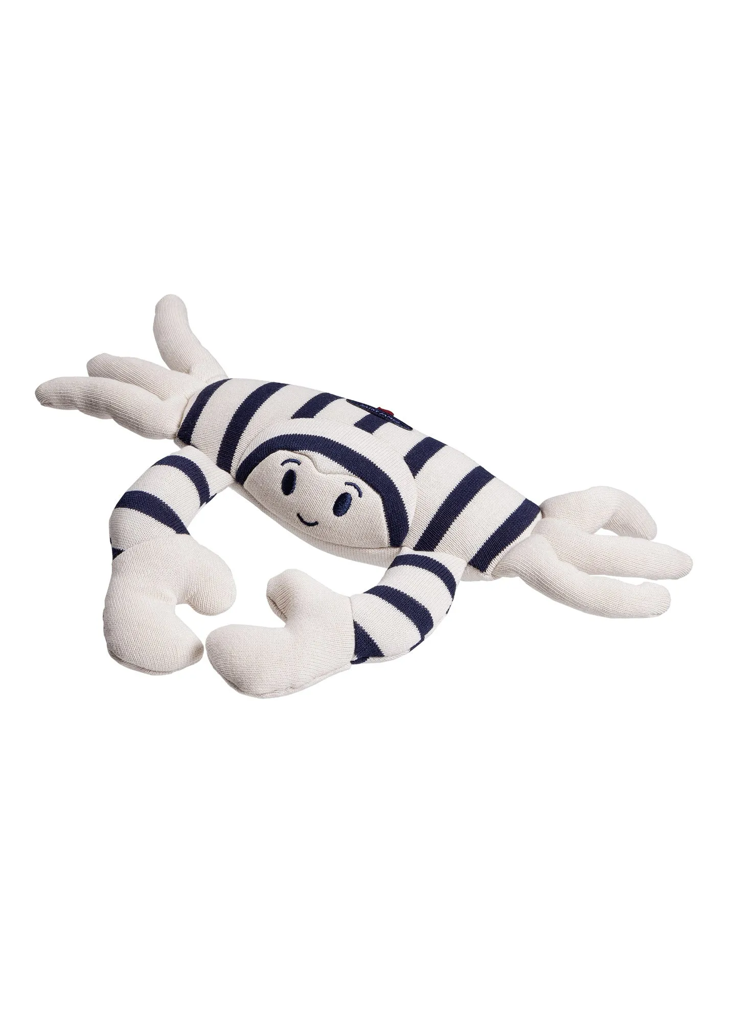 Adorable Striped Ecru and Marine Blue Crab Soft Toy