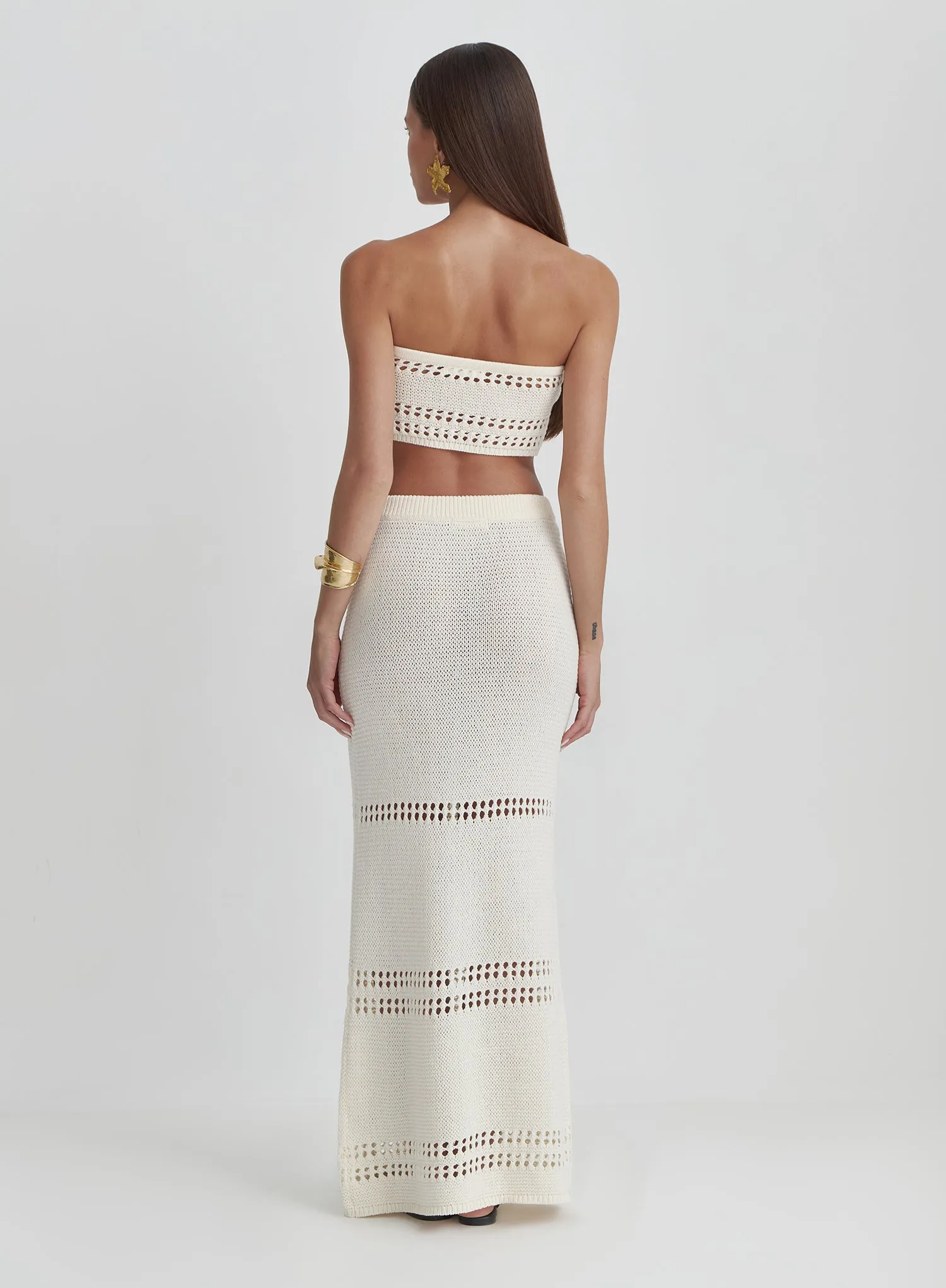 Cream Knitted Maxi Skirt- Odette