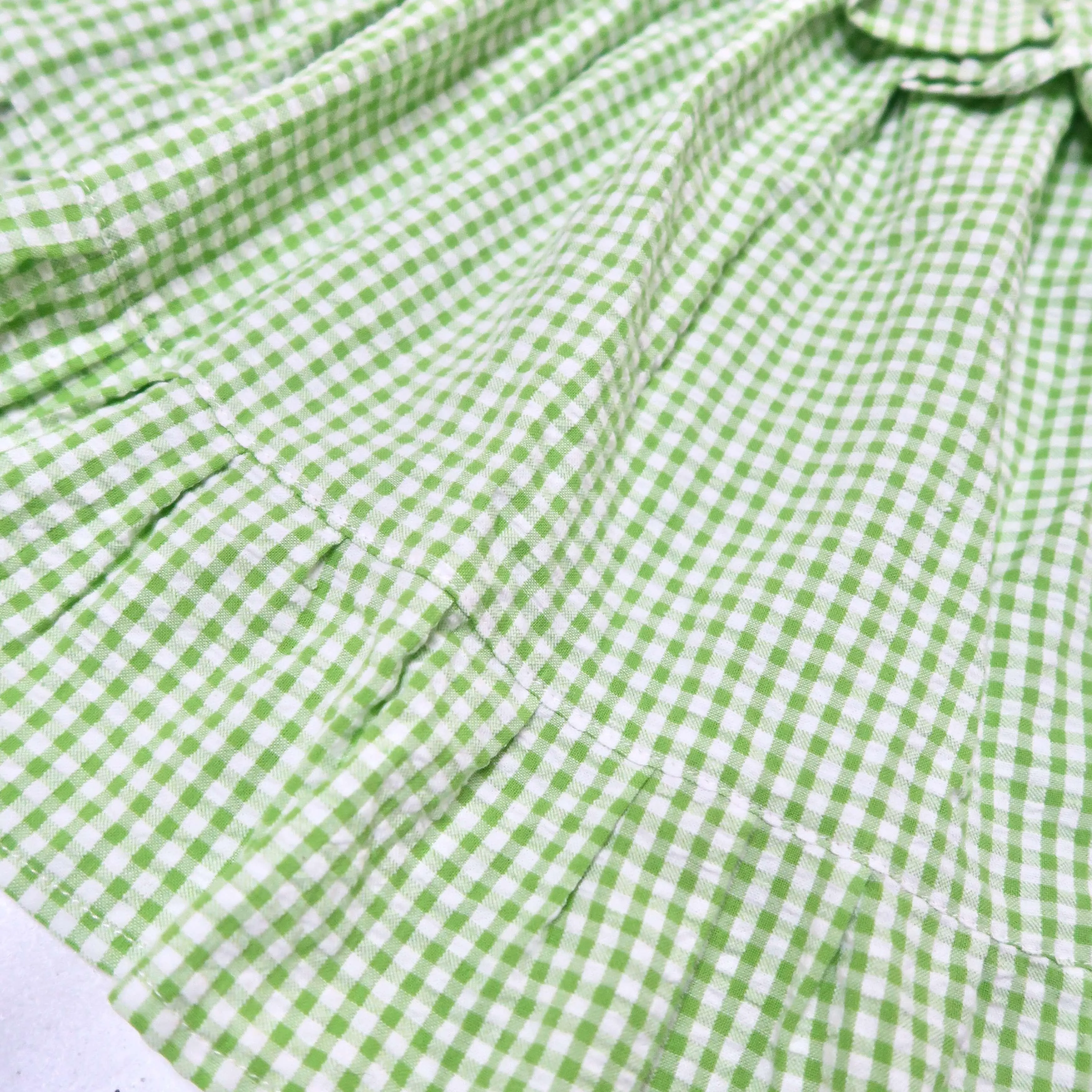 Dahlia Dress in Green Seersucker