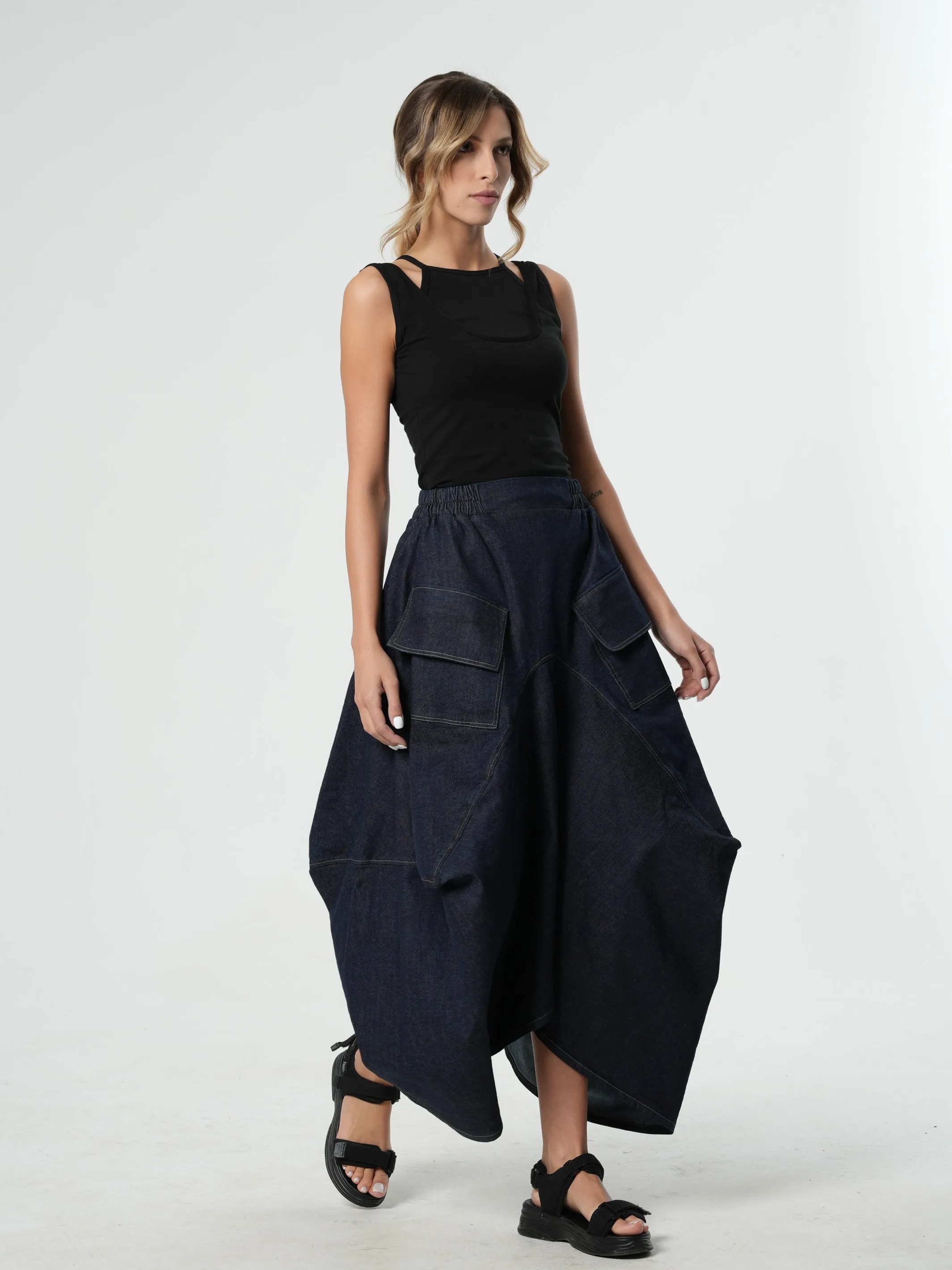 Denim Asymmetrical Skirt
