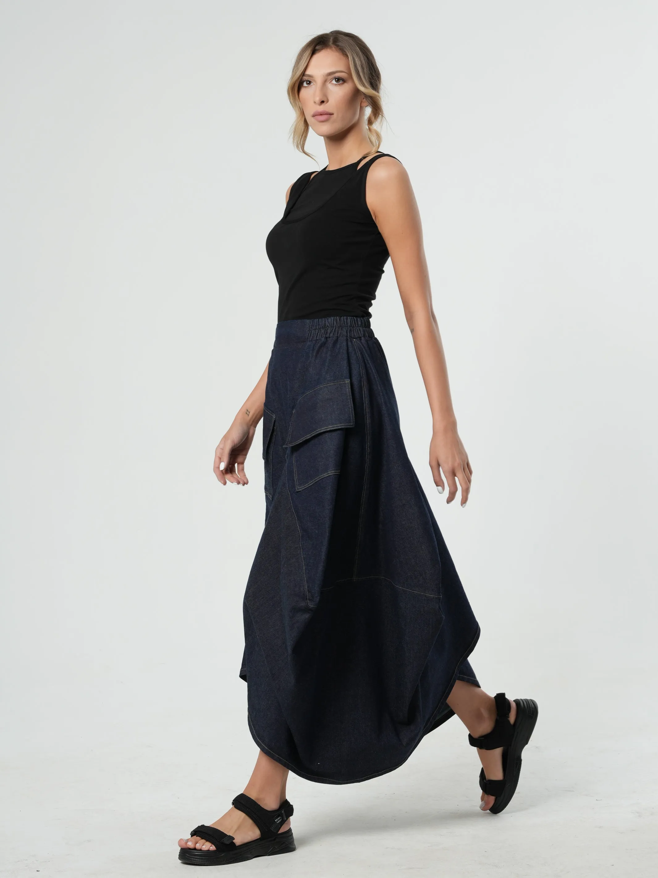 Denim Asymmetrical Skirt