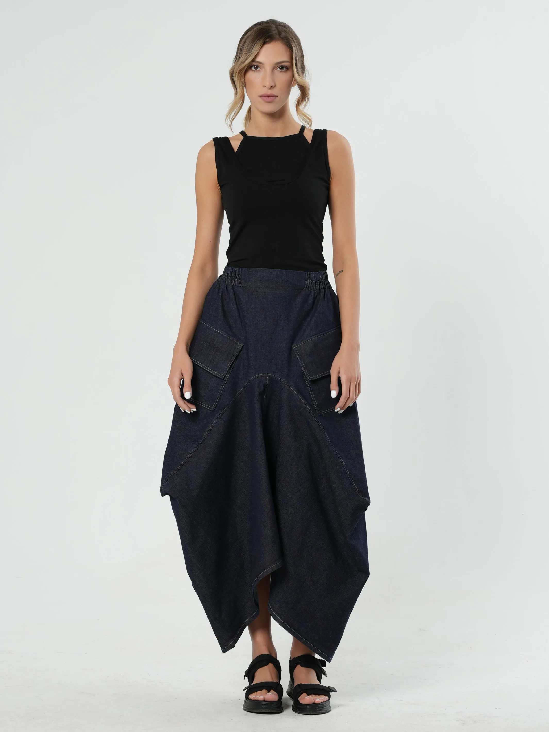 Denim Asymmetrical Skirt