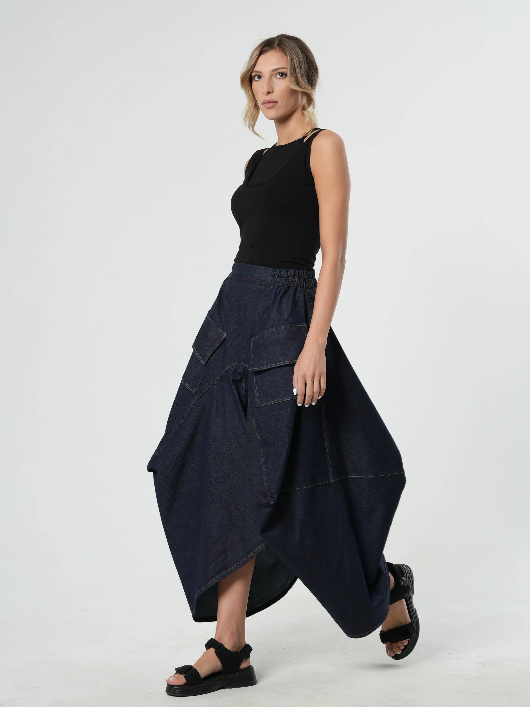 Denim Asymmetrical Skirt