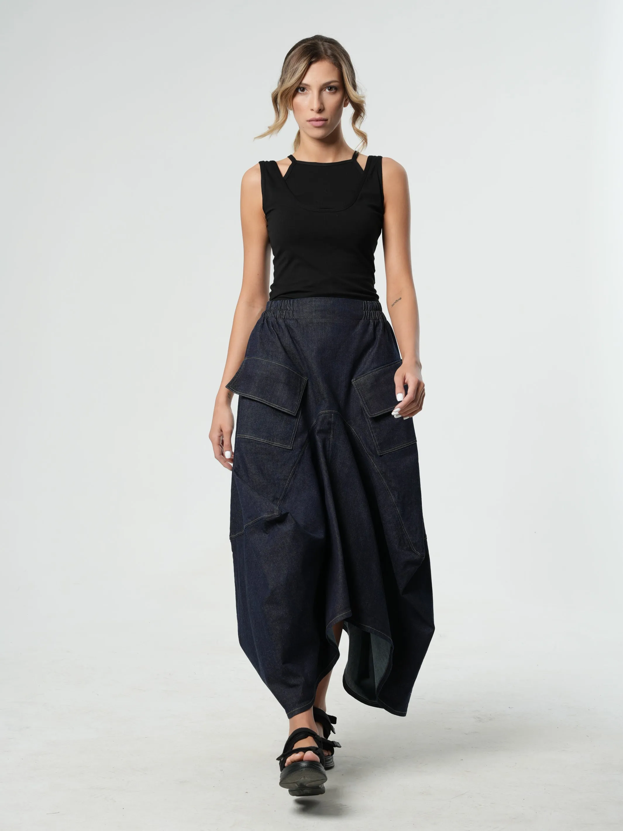 Denim Asymmetrical Skirt