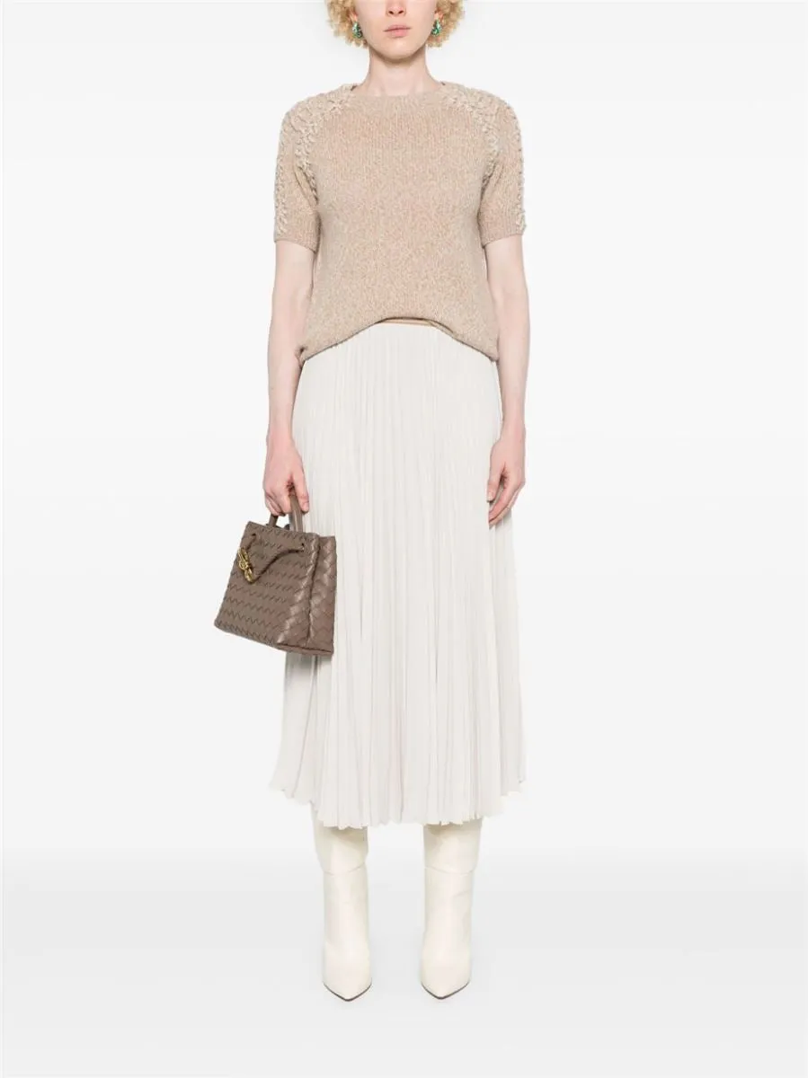Elegant Draped Pleated Midi Skirt for Women - Flowy & Stylish