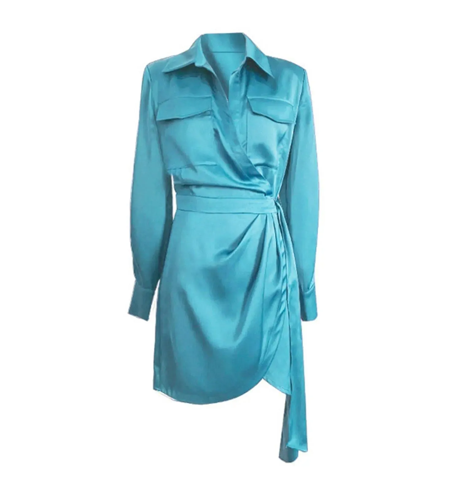 Drop Sash Long Sleeve Shirtdress