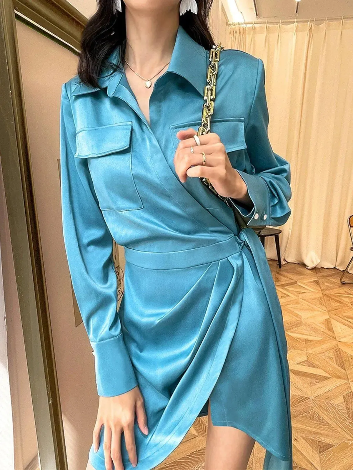 Drop Sash Long Sleeve Shirtdress