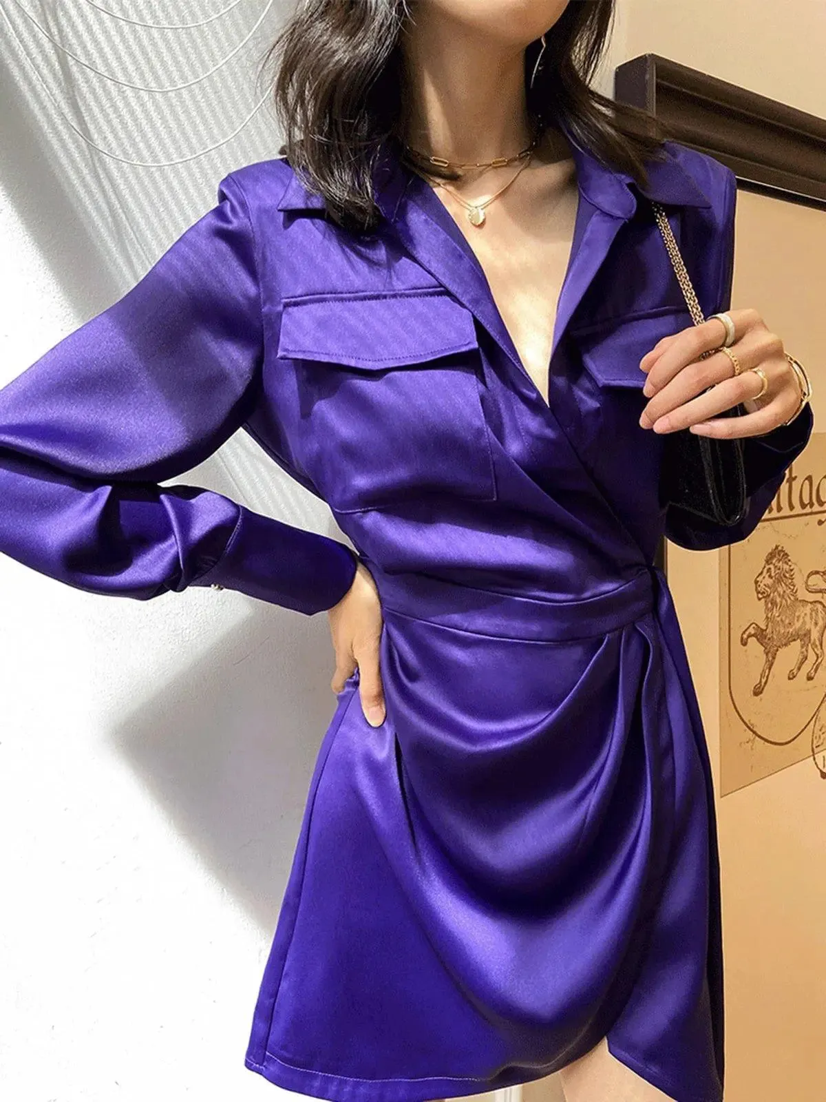 Drop Sash Long Sleeve Shirtdress