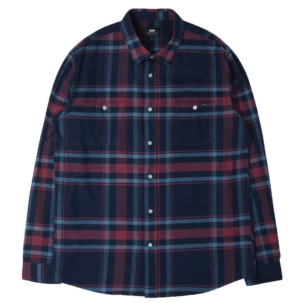 Mens Oxblood Red and Purple Plaid Flannel Shirt by Edwin Labour