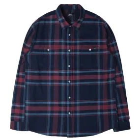 Mens Oxblood Red and Purple Plaid Flannel Shirt by Edwin Labour