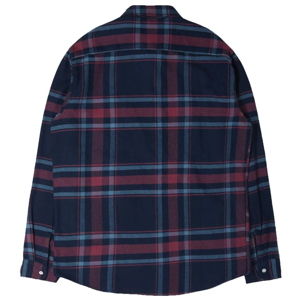 Mens Oxblood Red and Purple Plaid Flannel Shirt by Edwin Labour