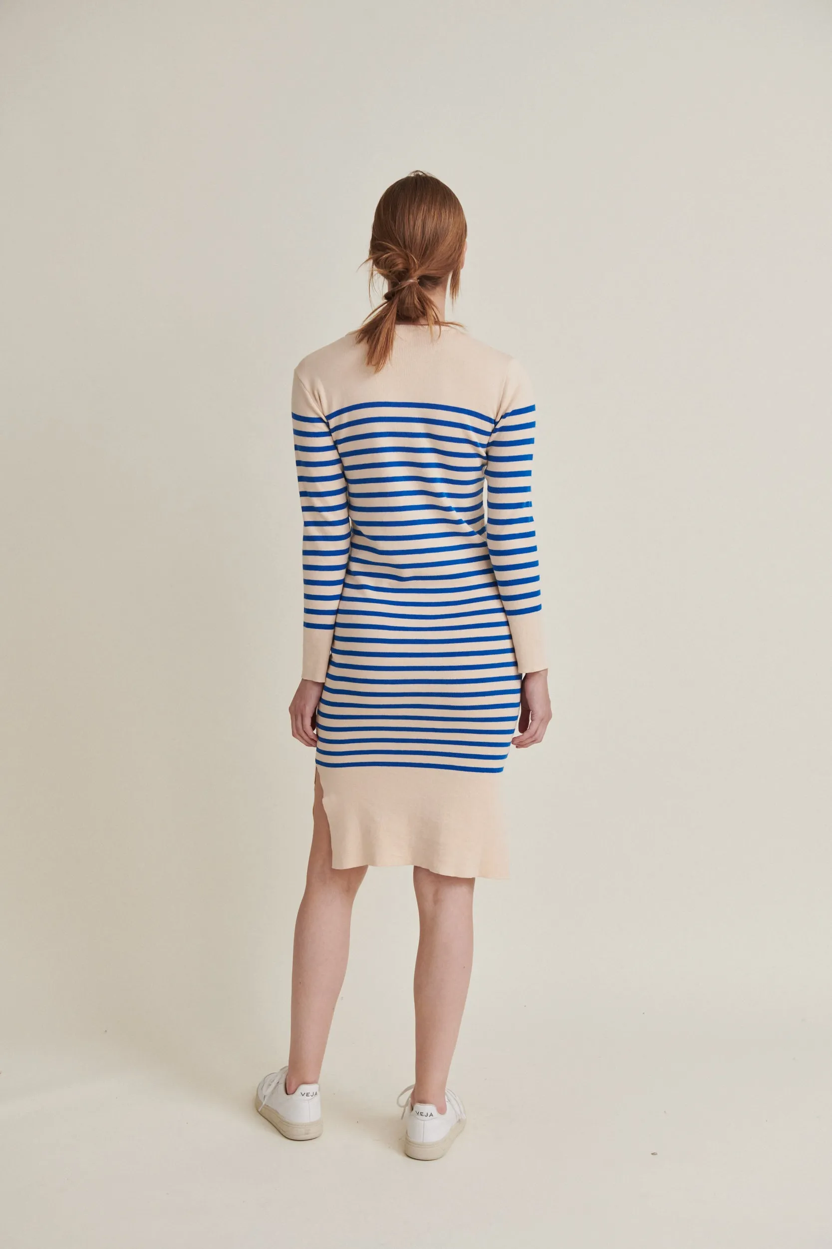 Ella Dress - Birch / Classic blue
