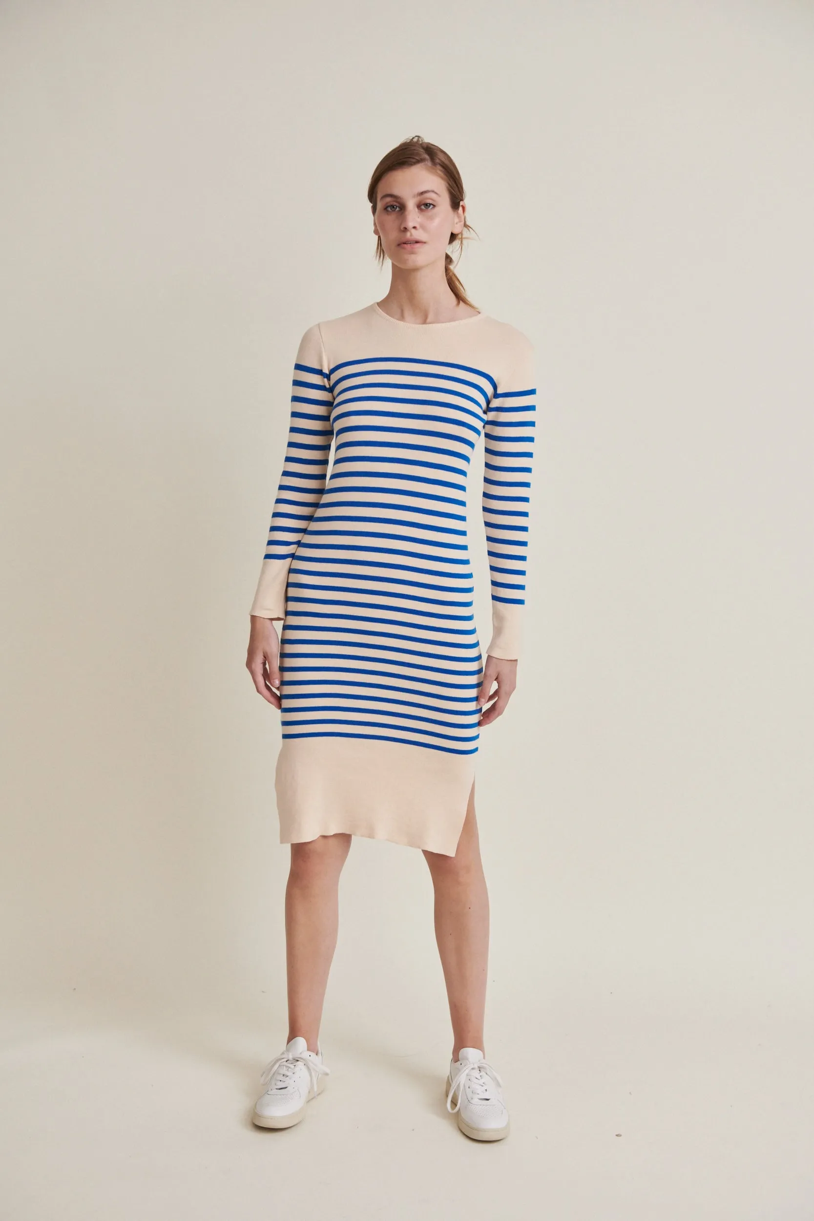 Ella Dress - Birch / Classic blue