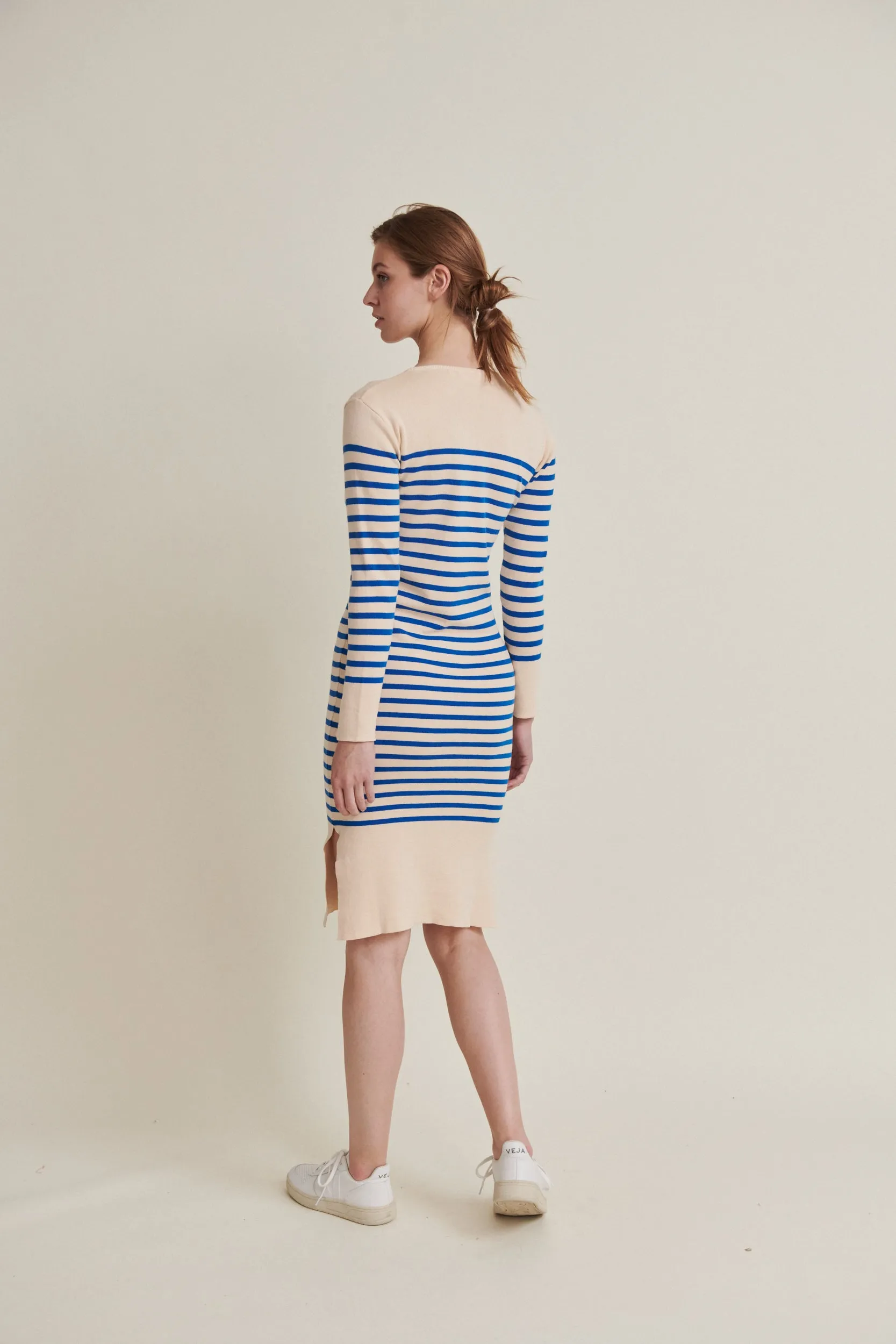 Ella Dress - Birch / Classic blue